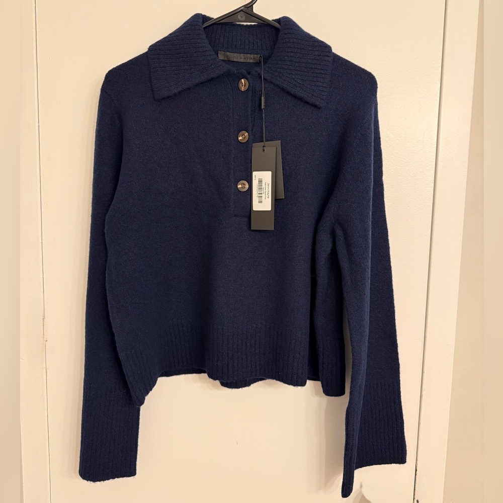 NWT Jenni Kayne cashmere Stevie polo - navy - XS